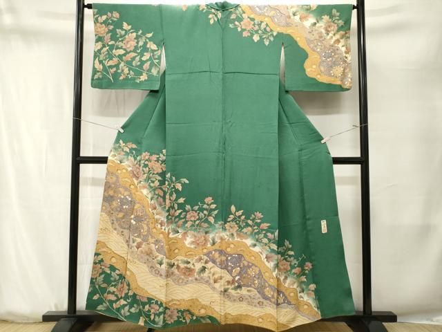 平和屋着物■訪問着　絞り　道長更紗枝花文　暈し染め　正絹　逸品　CABN7342ev
