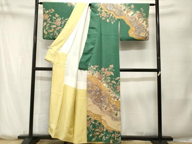 平和屋着物■訪問着　絞り　道長更紗枝花文　暈し染め　正絹　逸品　CABN7342ev