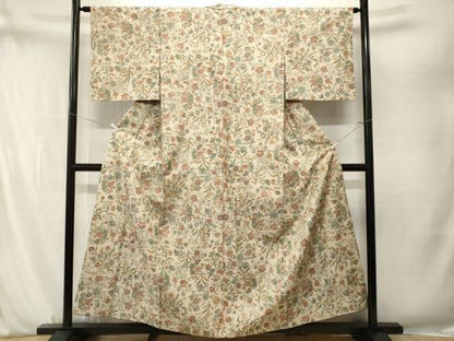 平和屋着物■上質な小紋　枝花文　正絹　逸品　CABN7393ev