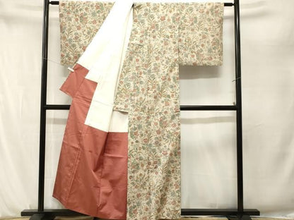 平和屋着物■上質な小紋　枝花文　正絹　逸品　CABN7393ev