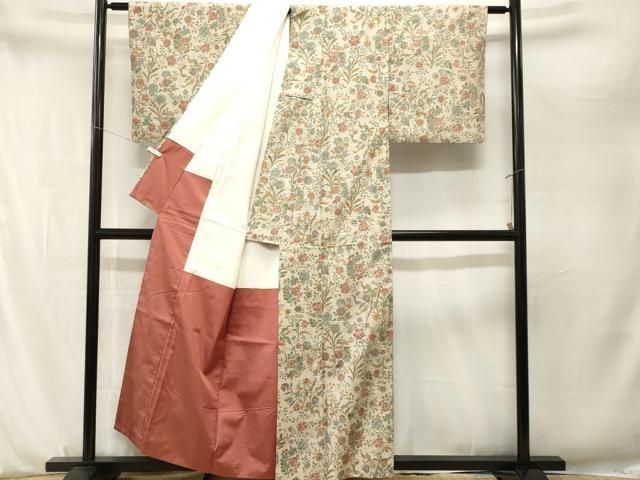 平和屋着物■上質な小紋　枝花文　正絹　逸品　CABN7393ev