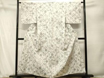 平和屋着物■上質な紬　花唐草文　正絹　逸品　CABN7401ev
