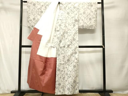 平和屋着物■上質な紬　花唐草文　正絹　逸品　CABN7401ev