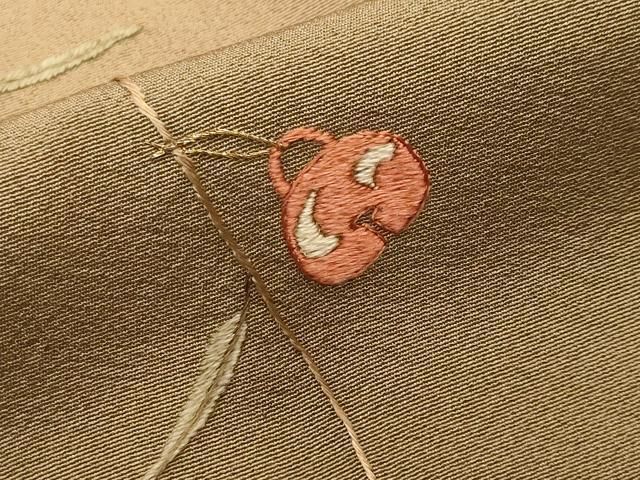 平和屋着物■訪問着　駒刺繍　金嚢　枝葉文　暈し染め　金糸　正絹　逸品　CABN7411ev