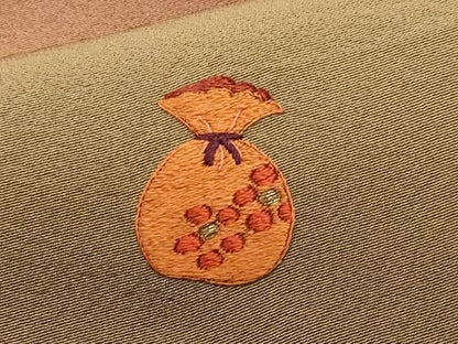 平和屋着物■訪問着　駒刺繍　金嚢　枝葉文　暈し染め　金糸　正絹　逸品　CABN7411ev