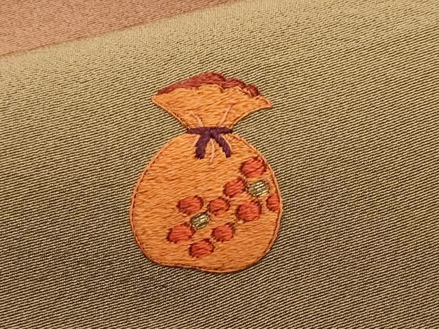 平和屋着物■訪問着　駒刺繍　金嚢　枝葉文　暈し染め　金糸　正絹　逸品　CABN7411ev