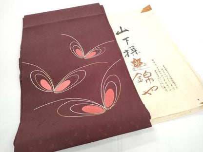 平和屋着物●日本橋人形町　創業70年　錦や　九寸名古屋帯　総刺繍　駒刺繍　舞蝶文　たとう紙付き　正絹　逸品　CABN8010hy