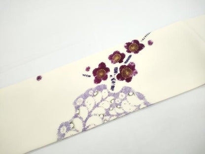 平和屋着物●日本工芸会正会員　絞りの小倉　辻が花の建亮　小倉建亮塩瀬　塩瀬　九寸名古屋帯　枝梅文　正絹　逸品　CABN8015hy