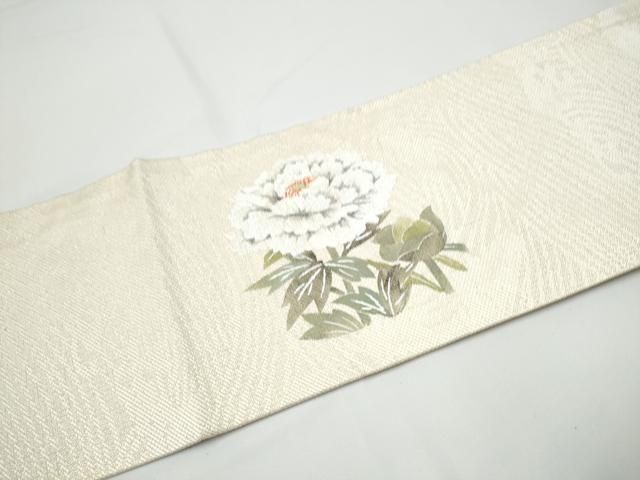 平和屋着物●九寸名古屋帯　枝牡丹　金通し地　正絹　逸品　CABN8025hy