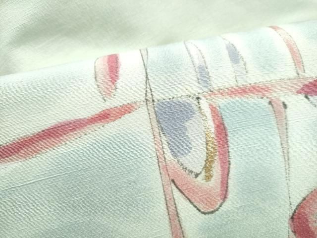 平和屋着物●九寸名古屋帯　手描き　紬地　幾何学文様　金彩　正絹　逸品　CABN8033hy