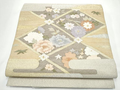 平和屋着物●爪搔き本綴れ　八寸名古屋帯　天井花文　金銀糸　正絹　逸品　CABN8036hy