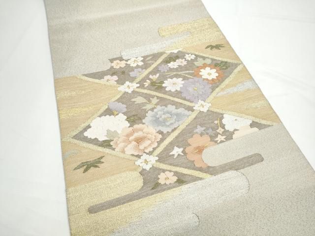 平和屋着物●爪搔き本綴れ　八寸名古屋帯　天井花文　金銀糸　正絹　逸品　CABN8036hy
