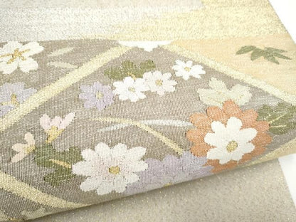平和屋着物●爪搔き本綴れ　八寸名古屋帯　天井花文　金銀糸　正絹　逸品　CABN8036hy