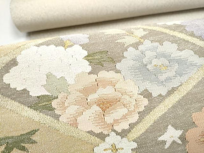 平和屋着物●爪搔き本綴れ　八寸名古屋帯　天井花文　金銀糸　正絹　逸品　CABN8036hy