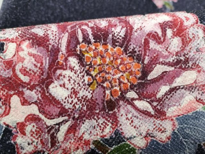 平和屋着物●九寸名古屋帯　ろうけつ染　枝牡丹　鬼しぼ縮緬　正絹　逸品　未使用　CABN8037hy