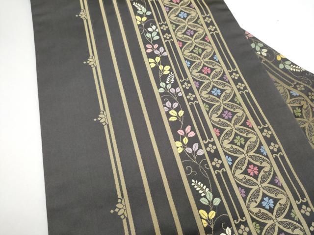 平和屋着物●九寸名古屋帯　七宝花文　正絹　逸品　CABN8040hy