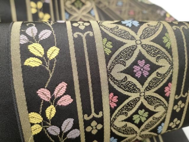 平和屋着物●九寸名古屋帯　七宝花文　正絹　逸品　CABN8040hy