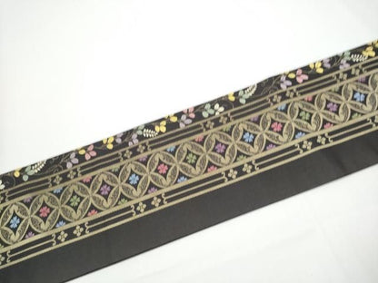 平和屋着物●九寸名古屋帯　七宝花文　正絹　逸品　CABN8040hy