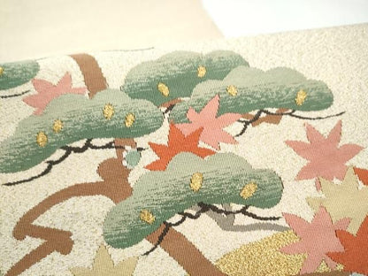 平和屋着物●爪搔き本綴れ　八寸名古屋帯　草花文　金彩　正絹　逸品　CABN8052hy