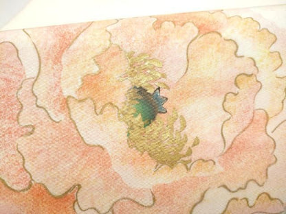 平和屋着物●塩瀬　九寸名古屋帯　作家物　枝牡丹　金彩　正絹　逸品　CABN8060hy