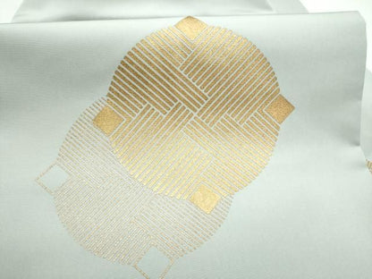 平和屋着物●塩瀬　九寸名古屋帯　幾何学文様　金彩　正絹　逸品　CABN8063hy