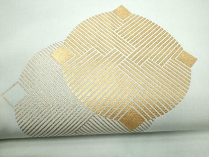 平和屋着物●塩瀬　九寸名古屋帯　幾何学文様　金彩　正絹　逸品　CABN8063hy