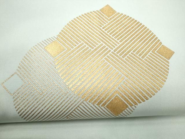 平和屋着物●塩瀬　九寸名古屋帯　幾何学文様　金彩　正絹　逸品　CABN8063hy