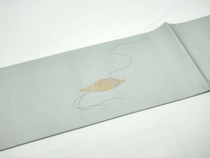 平和屋着物●塩瀬　九寸名古屋帯　幾何学文様　金彩　正絹　逸品　CABN8063hy