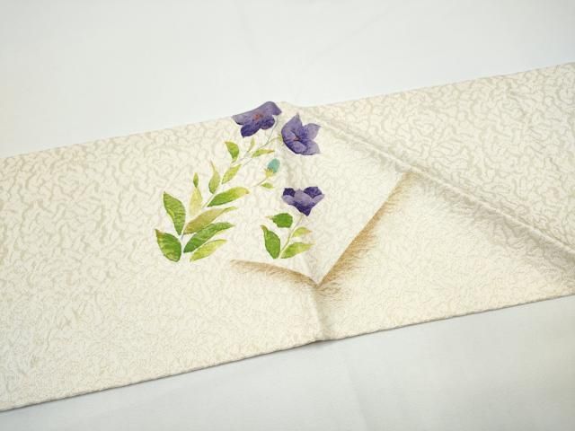 平和屋着物●九寸名古屋帯　地紙花籠文　金彩　金通し地　正絹　逸品　CABN8068hy