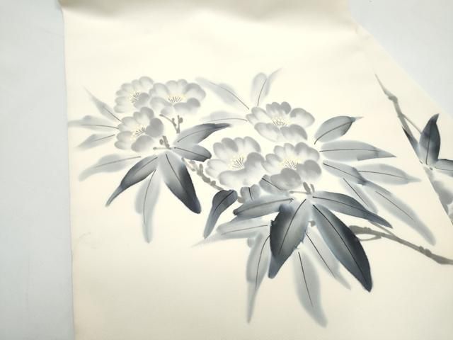平和屋着物●塩瀬　九寸名古屋帯　作家物　手描き　枝花文　正絹　逸品　CABN8069hy