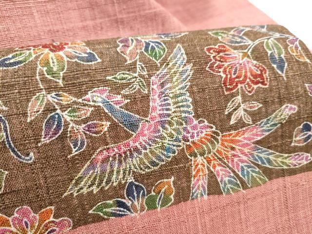 平和屋着物●九寸名古屋帯　作家物　紬地　花喰鳥　金彩　正絹　逸品　CABN8079hy
