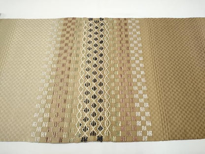 平和屋着物●八寸名古屋帯　花織　横段文　正絹　逸品　CABN8082hy