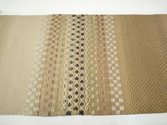 平和屋着物●八寸名古屋帯　花織　横段文　正絹　逸品　CABN8082hy