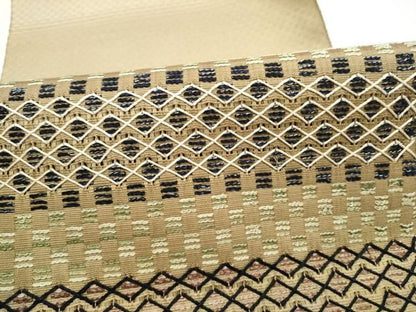 平和屋着物●八寸名古屋帯　花織　横段文　正絹　逸品　CABN8082hy
