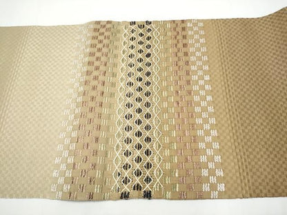 平和屋着物●八寸名古屋帯　花織　横段文　正絹　逸品　CABN8082hy