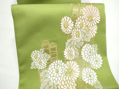 平和屋着物●半幅帯　唐織　花筏文　金銀糸　正絹　逸品　CABN8093hy