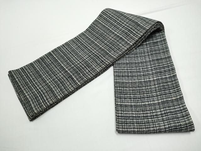 平和屋着物●半幅帯　格子柄　正絹　逸品　CABN8098hy