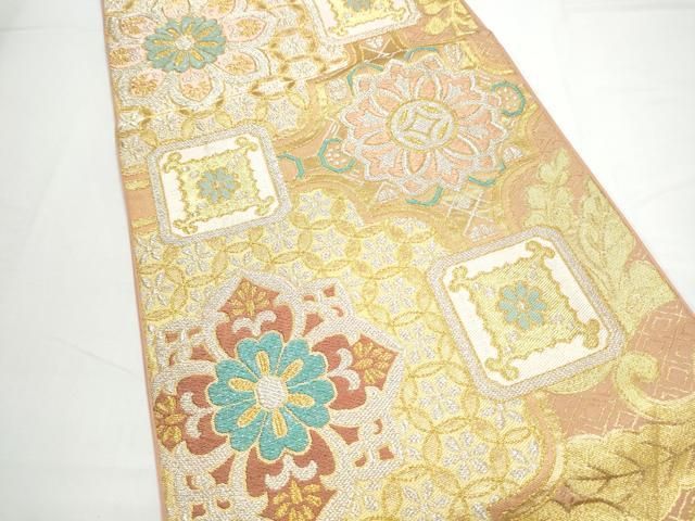 平和屋着物●西陣　川島織物　六通柄　本袋帯　草花文　金銀糸　正絹　逸品　CABN8104hy