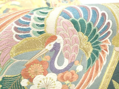 平和屋着物●六通柄袋帯　唐織　華装束　宝物華鳥立涌文　金糸　正絹　逸品　CABN8106hy