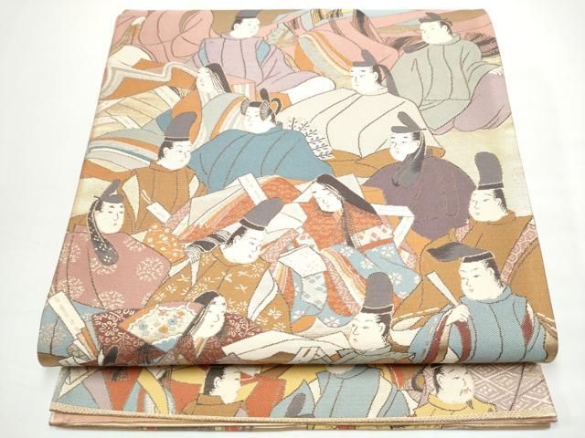 平和屋着物●六通柄袋帯　人物文　正絹　逸品　CABN8107hy