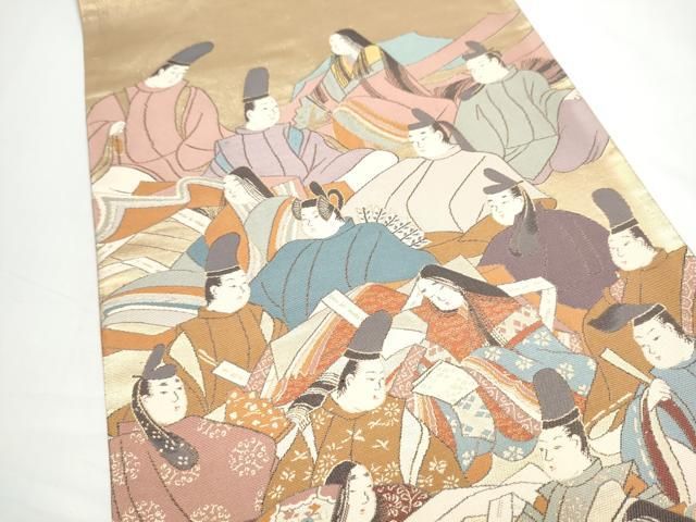 平和屋着物●六通柄袋帯　人物文　正絹　逸品　CABN8107hy