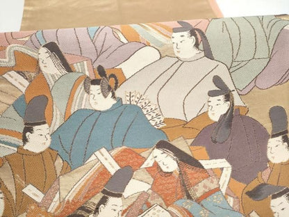 平和屋着物●六通柄袋帯　人物文　正絹　逸品　CABN8107hy