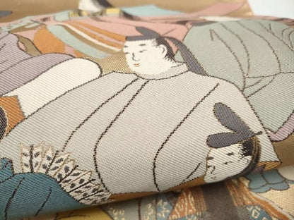 平和屋着物●六通柄袋帯　人物文　正絹　逸品　CABN8107hy