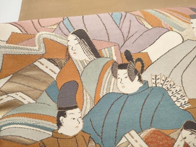 平和屋着物●六通柄袋帯　人物文　正絹　逸品　CABN8107hy