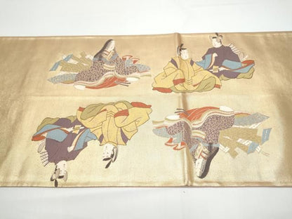平和屋着物●六通柄袋帯　人物文　正絹　逸品　CABN8107hy