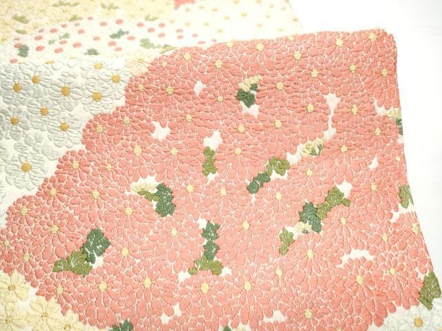 平和屋着物●六通柄袋帯　唐織　芳彩美術織物謹製　春秋御花　金糸　正絹　逸品　CABN8108hy