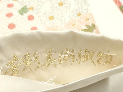 平和屋着物●六通柄袋帯　唐織　芳彩美術織物謹製　春秋御花　金糸　正絹　逸品　CABN8108hy