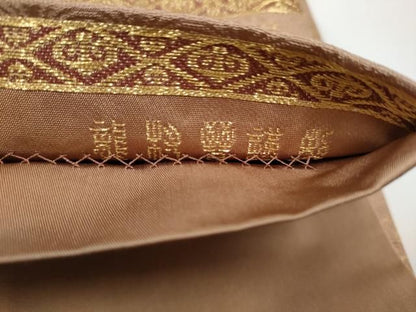 平和屋着物●龍村晋謹製　全通柄袋帯　名物木下金襴　金糸　正絹　逸品　CABN8113hy