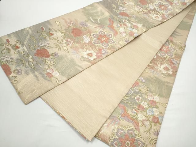 平和屋着物●六通柄袋帯　唐織　新錦　鳳凰花唐草文　金糸　正絹　逸品　CABN8118hy