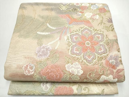 平和屋着物●六通柄袋帯　唐織　新錦　鳳凰花唐草文　金糸　正絹　逸品　CABN8118hy